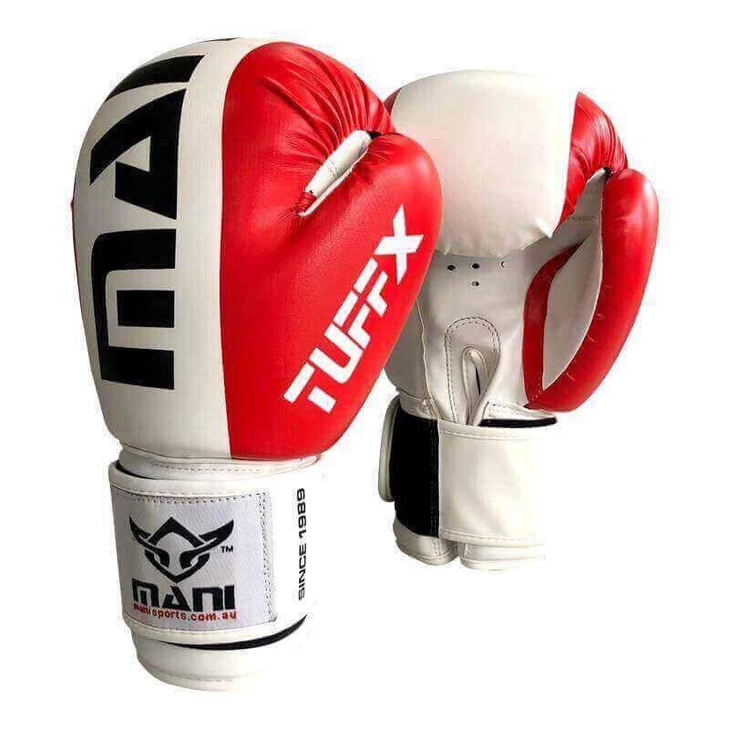 Tuffx Boxing Gloves White and Red Mani Sports®