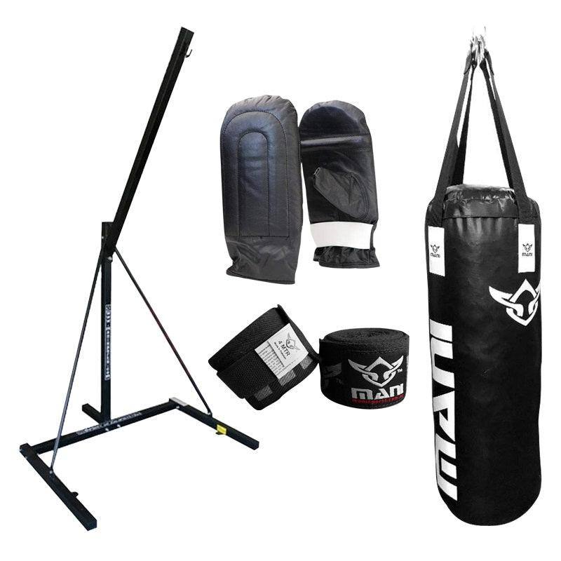 Mani Single Bag Stand, Bag, Mitts & Hand Wrap Combo - punching bag training set for Boxing | MMABOXING