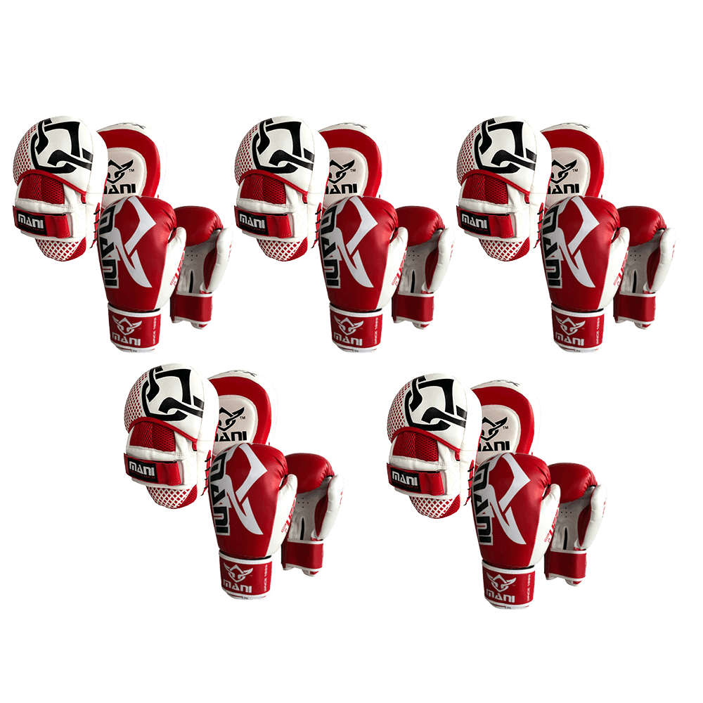 Mani Group Training Boxing Pack - boxing gloves and focus pads bundle for group training | MMABOXING