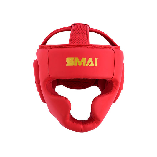 SMAI Gold Series Boxing Headgear in Red and Gold - view 4