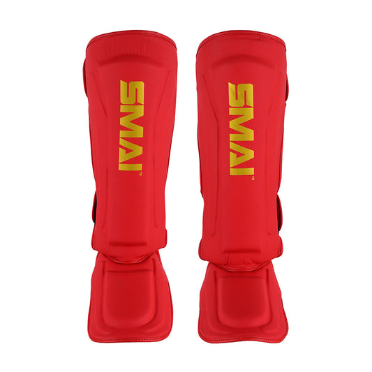 SMAI Gold Series Muay Thai Shin Guards in Red and Gold - view 3