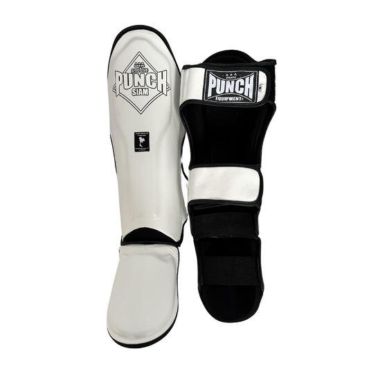 Punch Shin Pads - Siam - Leather - White - product photo