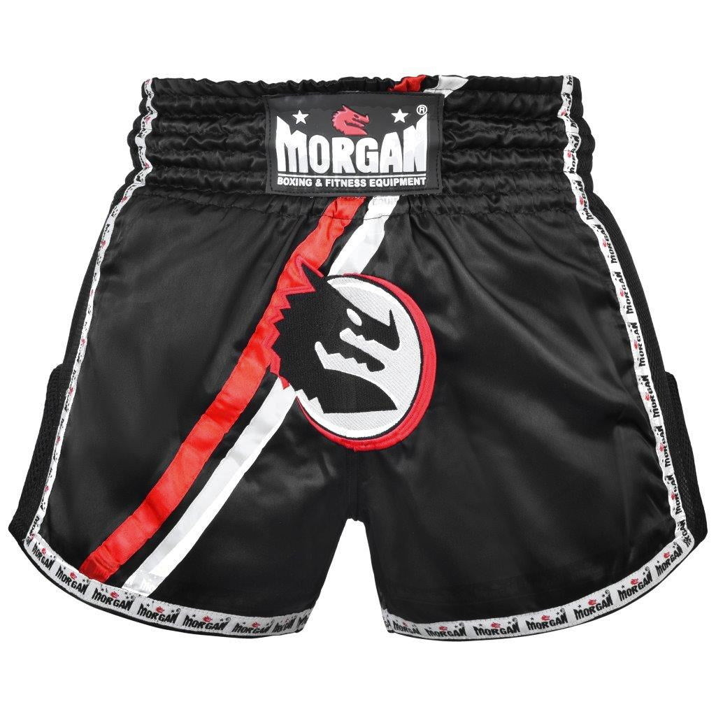 Morgan V2 Classic Muay Thai Shorts in multiple colours, showing deep side slits and elastic waistband, available at MMABOXING