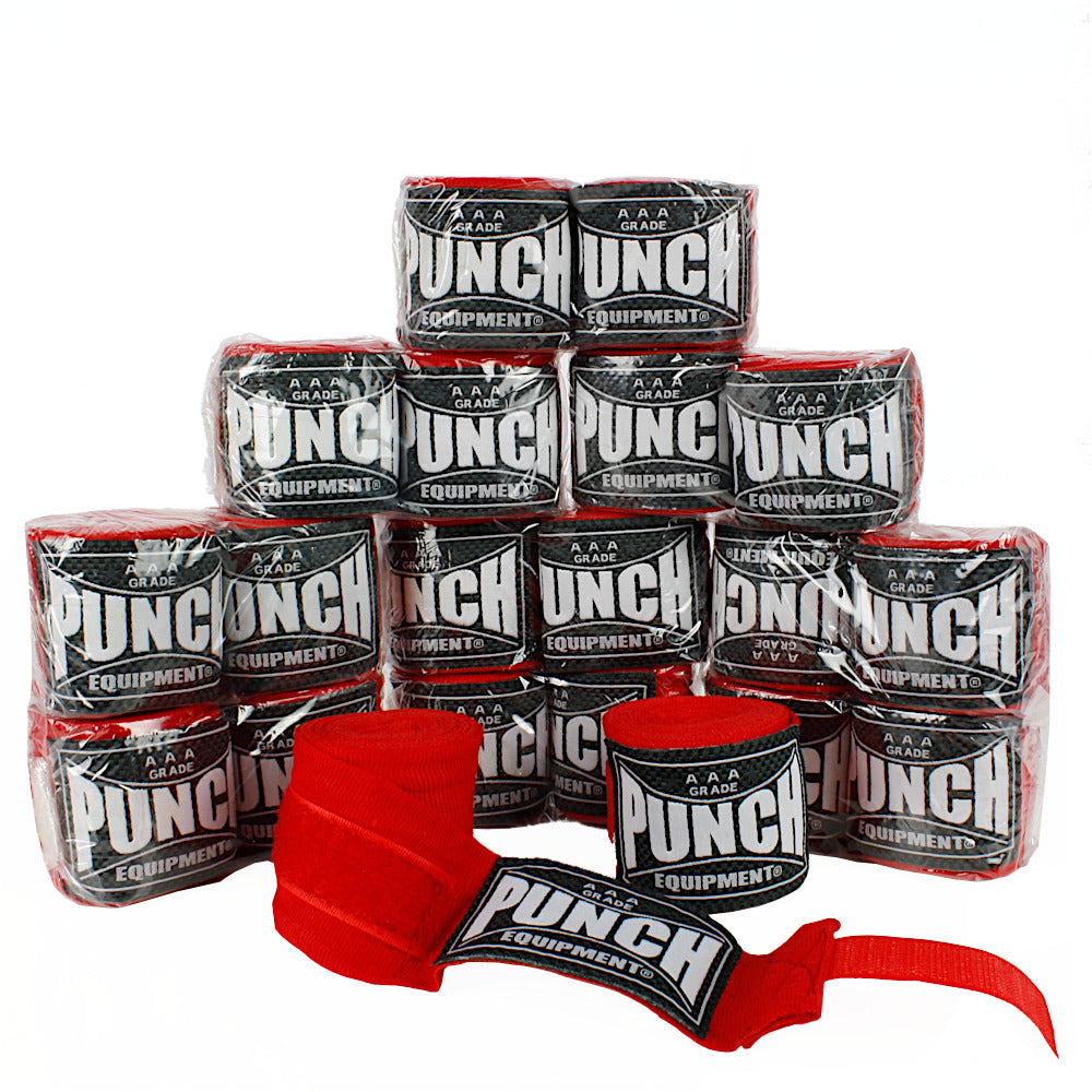 Punch Hand Wraps - Stretch - 4.5m Bulk Pack 10 Pairs in Red - product photo