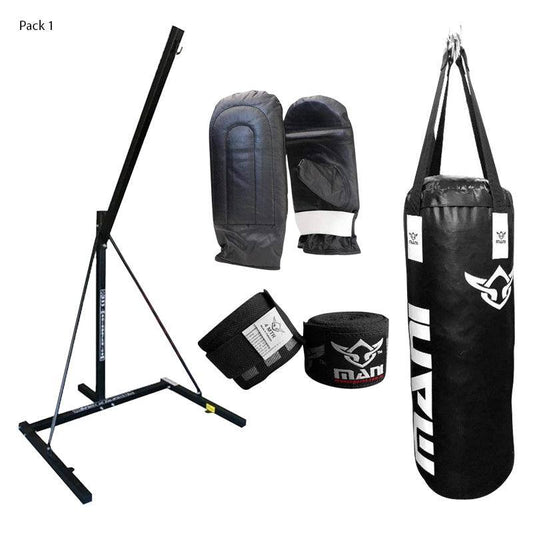 Mani Single Bag Stand, Bag, Mitts & Hand Wrap Combo - punching bag training set for Boxing | MMABOXING