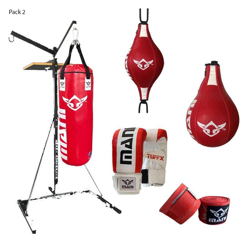 Mani Sports 3-in-1 Bag Stand Combo Ball With Mitts and Wraps - boxing training set for Boxing | MMABOXING