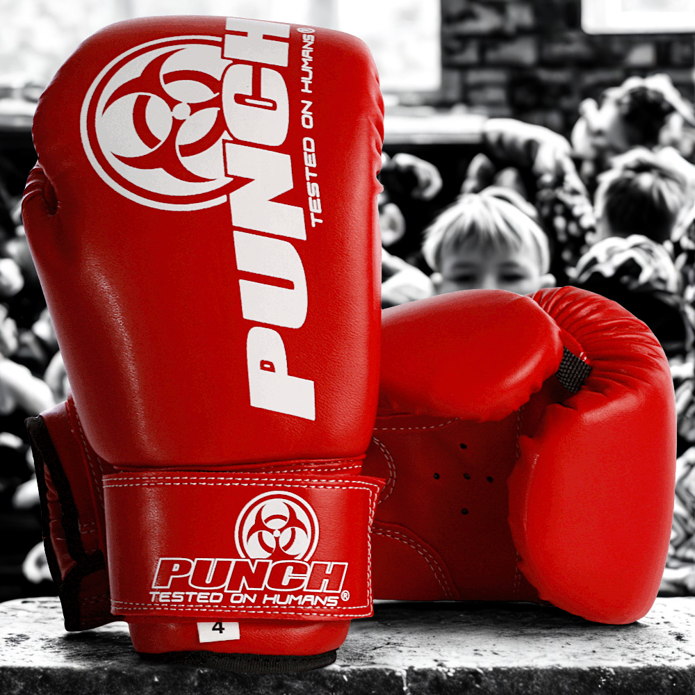 Punch Boxing Gloves - Urban - Mini Junior - 4oz in Red - kids/youth gloves product photo