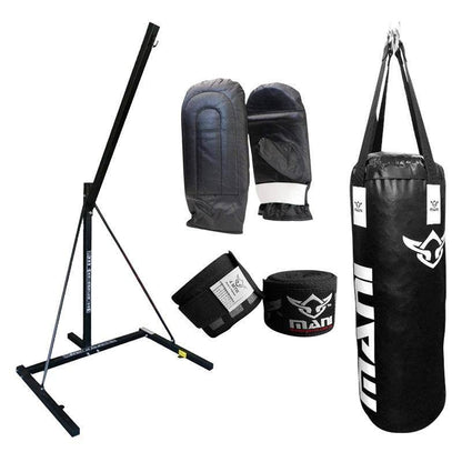 Mani Single Bag Stand, Bag, Mitts & Hand Wrap Combo - punching bag training set for Boxing | MMABOXING