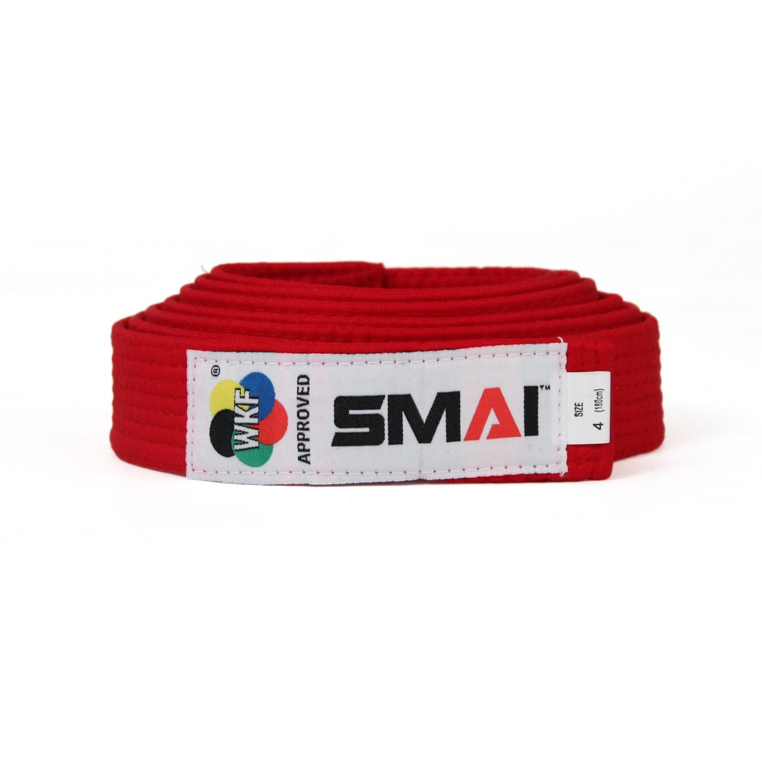 SMAI WKF Approved Karate Belt in Red - martial arts belts product photo