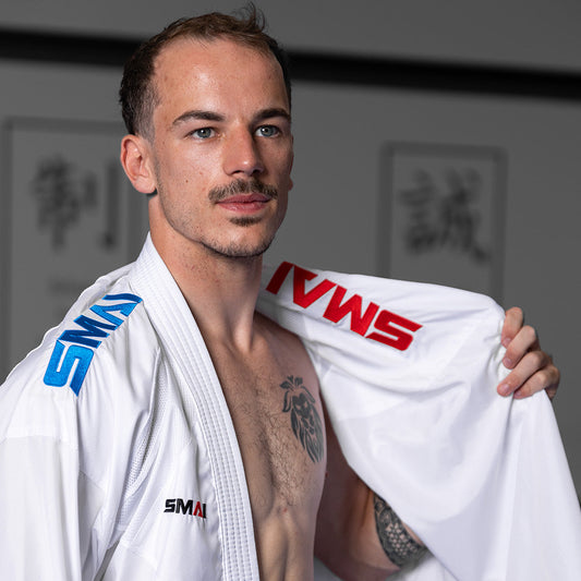 SMAI WKF Reversible 4.5oz Premium Kumite Gi - Inazuma RX - detail view 4