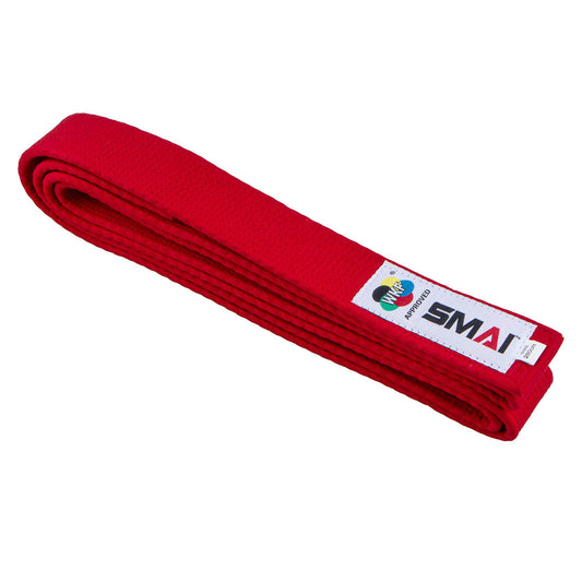 SMAI WKF Approved Premium Kata Belt in Red - martial arts belts product photo