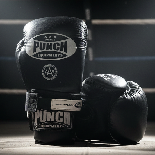 Punch Boxing Gloves - Trophy Getters - Lace & Lock - Black - product photo