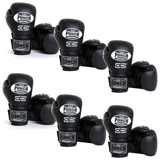 Punch Boxing Gloves - Trophy Getters Mil Spec - Matt Black (carton of 6) - product photo