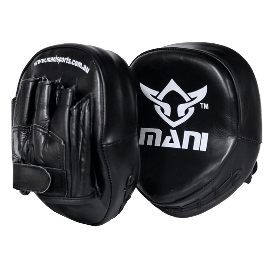 Mani Pre-Curved Leather Boxing Focus Pads - focus mitts for boxing training | MMABOXING