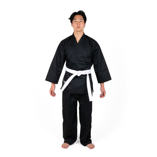 SMAI 8oz Student Karate Gi - Karate Uniform in Black - martial arts uniforms product photo