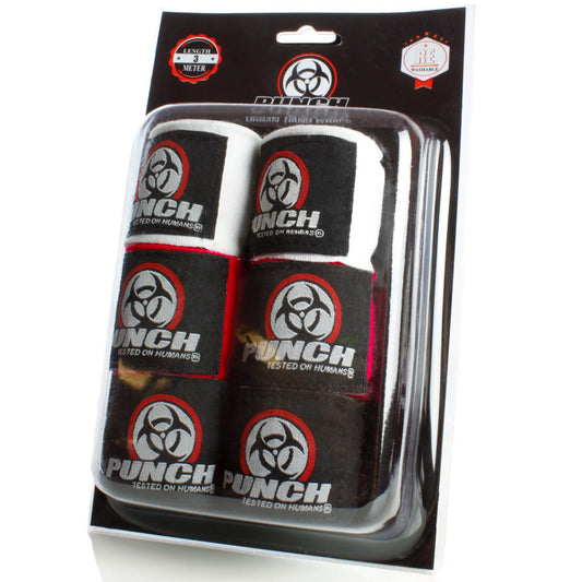 Punch Hand Wraps - Urban 3m - 3 Set - Black-White-Red - product photo