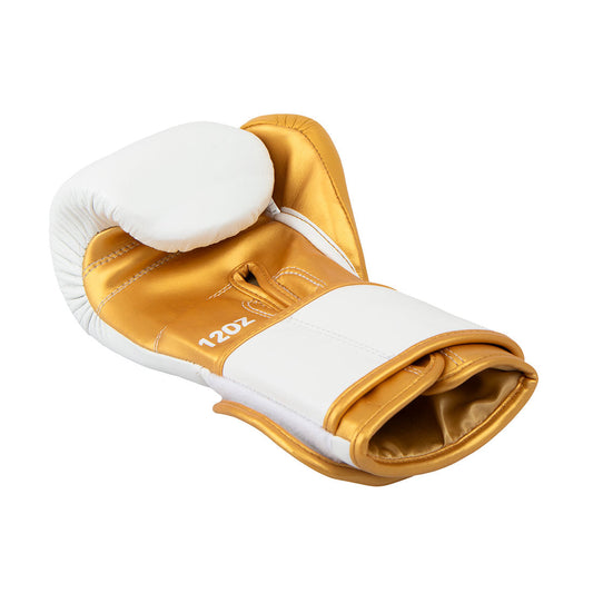 SMAI ProGuard White and Gold Boxing Gloves - detail view 4