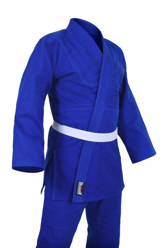 Morgan Dragon Blue 1.5 (550gsm) Judo Weave Uniform - detail view 2