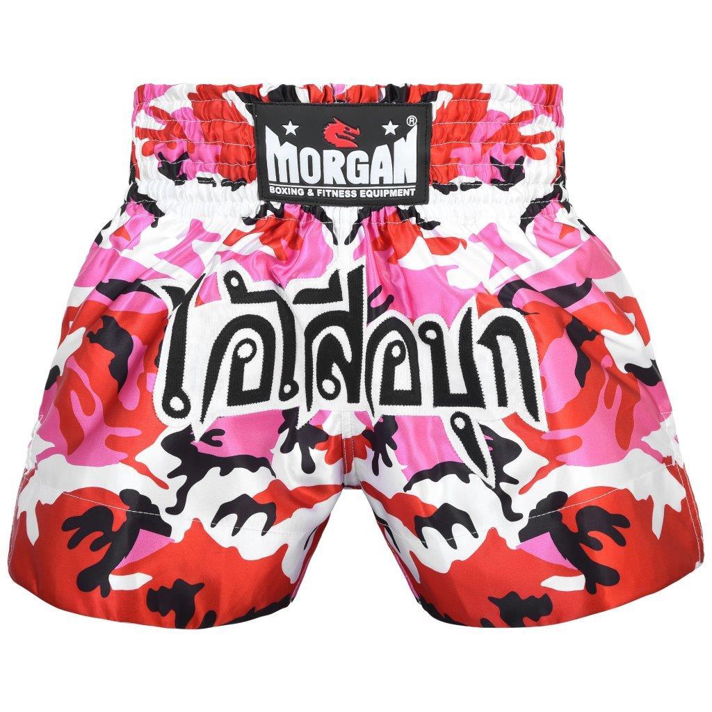 Morgan Muay Thai Pink Diabla Camo Shorts for women, available at MMABOXING