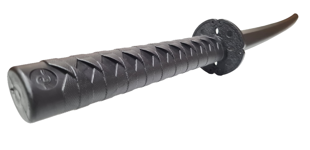 Morgan Polypropylene Bokken &ndash; Black woodgrain-textured PP training sword with tsuba, 100cm, 555g