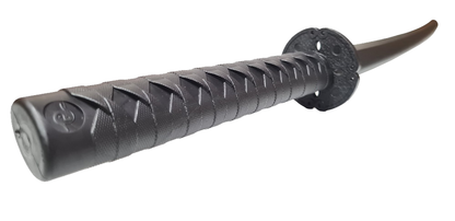 Morgan Polypropylene Bokken &ndash; Black woodgrain-textured PP training sword with tsuba, 100cm, 555g