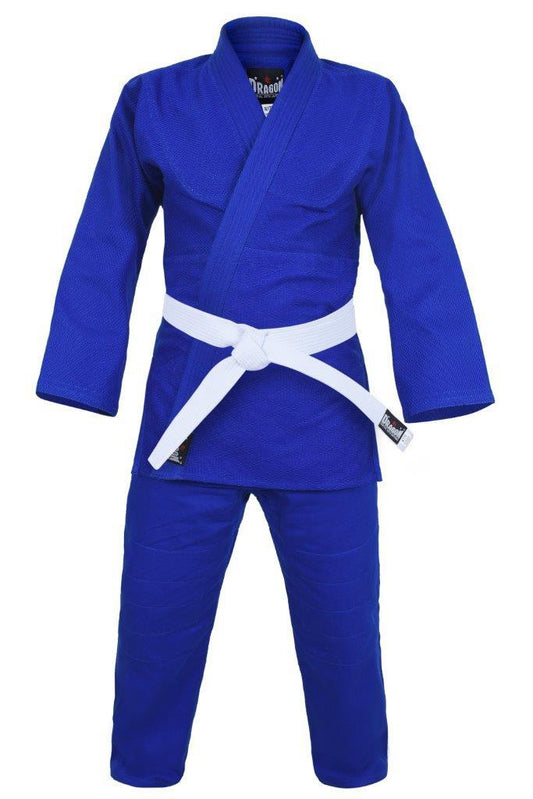 Morgan Dragon Blue 1.5 (550gsm) Judo Weave Uniform - detail view 3