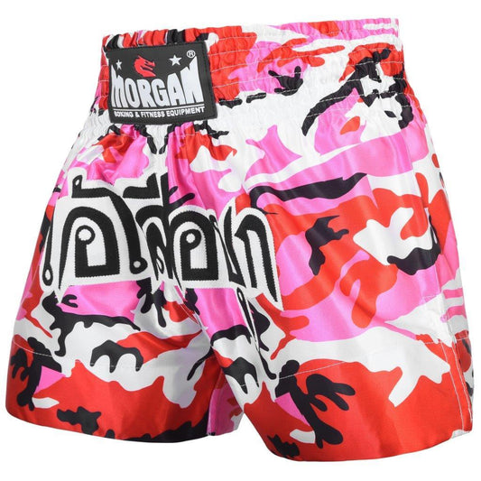 Morgan Muay Thai Pink Diabla Camo Shorts for women, available at MMABOXING