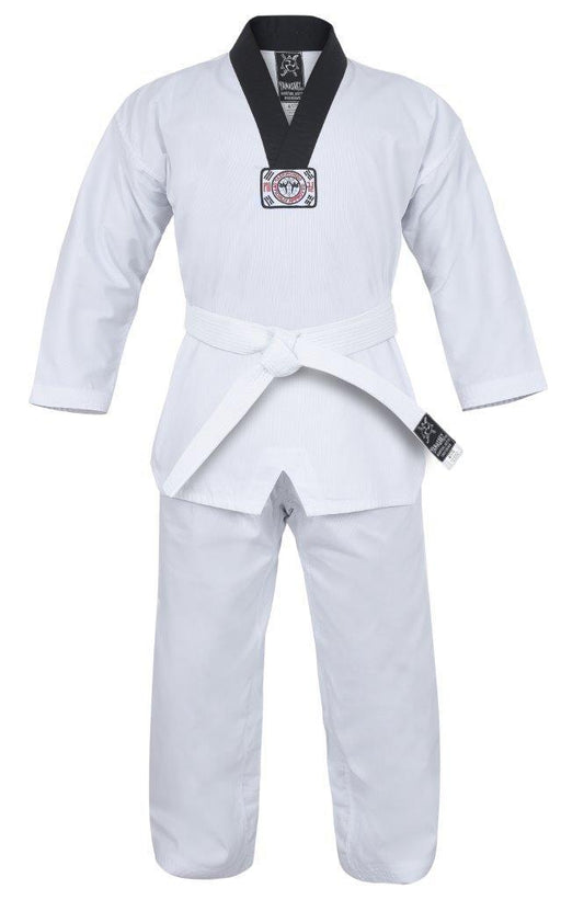 Morgan Yamasaki V2 Ribbed Taekwondo Uniform Black V Neck 8oz for training and competition