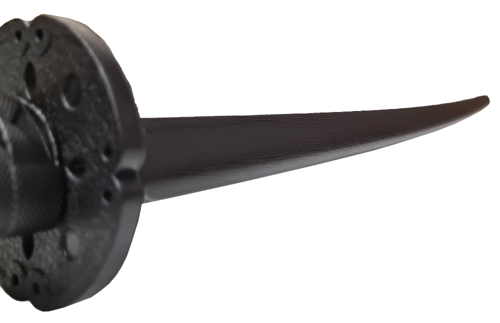Morgan Polypropylene Bokken &ndash; Black woodgrain-textured PP training sword with tsuba, 100cm, 555g