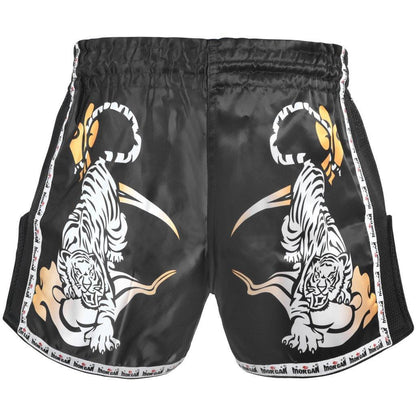 Morgan V2 Bengal Tiger Muay Thai Shorts featuring bold tiger graphic and deep side slits, available at MMABOXING