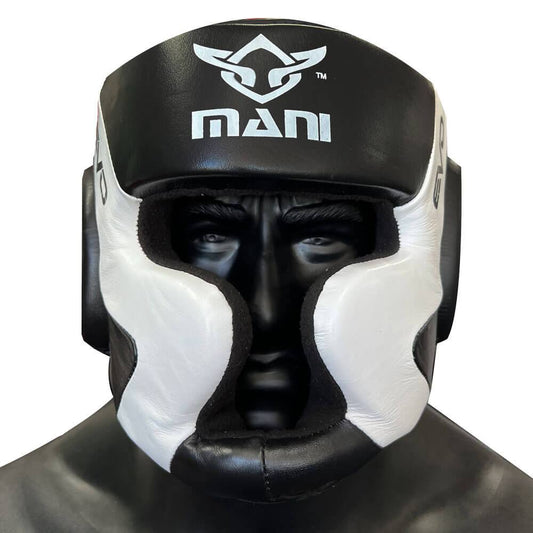 Mani Leather Full Face Pre-Moulded Head Guard - full face headgear for boxing | MMABOXING