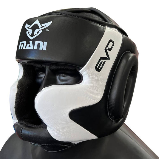 Mani Leather Full Face Pre-Moulded Head Guard - full face headgear for boxing | MMABOXING