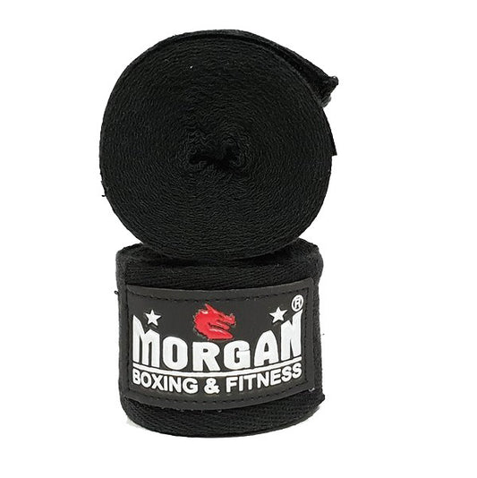 Morgan Cotton Boxing Hand Wraps 180inch - 4m Long (pair) in Black - product photo