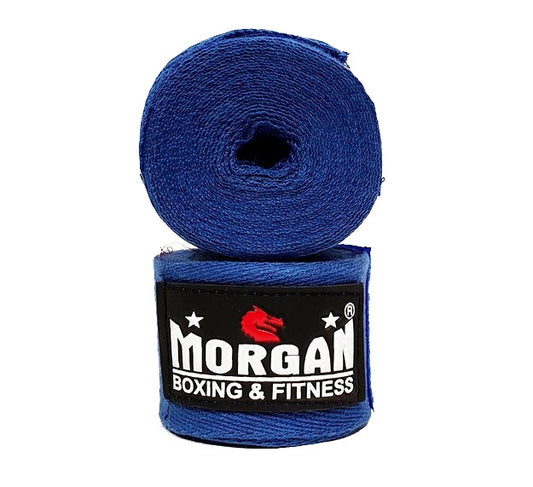 Morgan Cotton Boxing Hand Wraps 180inch - 4m Long (pair) in Blue - view 2