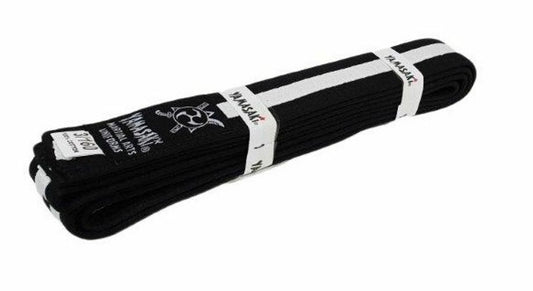 Morgan Yamasaki Coloured Martial Arts Belts (with White Stripe) in Black - view 2