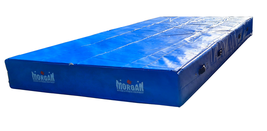 Morgan 3.6m x 1.8m x 30cm Blue Crash Mat &ndash; Australian-made closed-cell foam landing mat with 850D ripstop vinyl cover