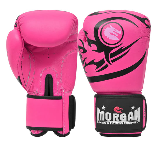 Morgan Elite Boxing & Muay Thai Leather Gloves in Black, Fluro Pink and White available in 8oz, 12oz and 16oz at MMABOXING