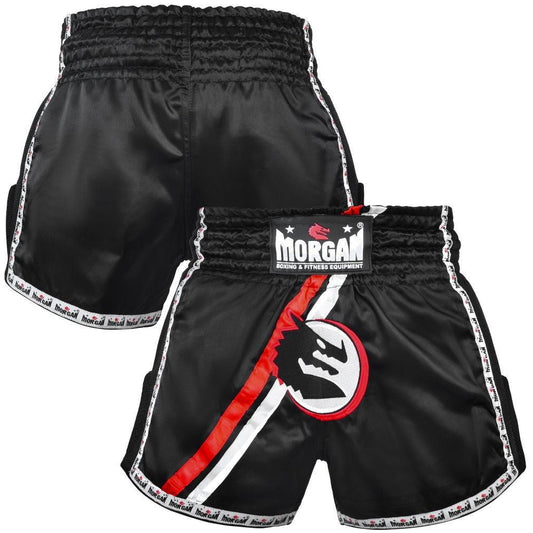 Morgan V2 Classic Muay Thai Shorts in multiple colours, showing deep side slits and elastic waistband, available at MMABOXING