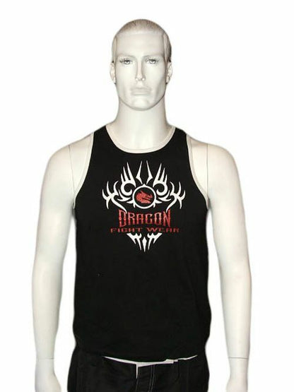 Morgan Dragon Singlet in Black with bold dragon graphic, lightweight poly-cotton construction for boxing and MMA training