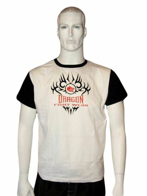 Morgan Dragon T-Shirt White &ndash; lightweight martial arts training tee with dragon graphic print