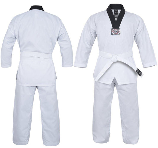 Morgan Yamasaki V2 Ribbed Taekwondo Uniform Black V Neck 8oz for training and competition