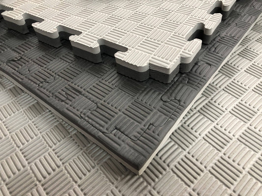 Mani Interlocking Jigsaw Reversible Floor Mat 25mm in Black/Grey - view 2