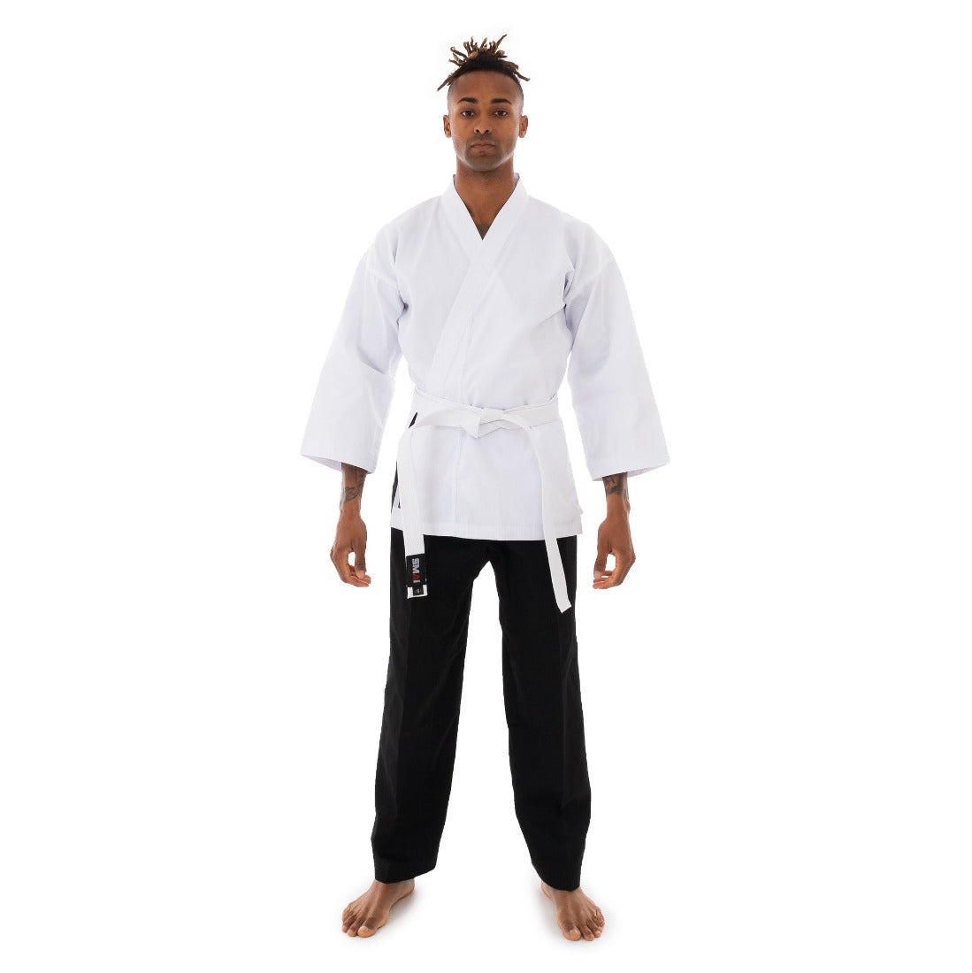 SMAI 8oz Student Karate Gi - Salt and Pepper - detail view 6