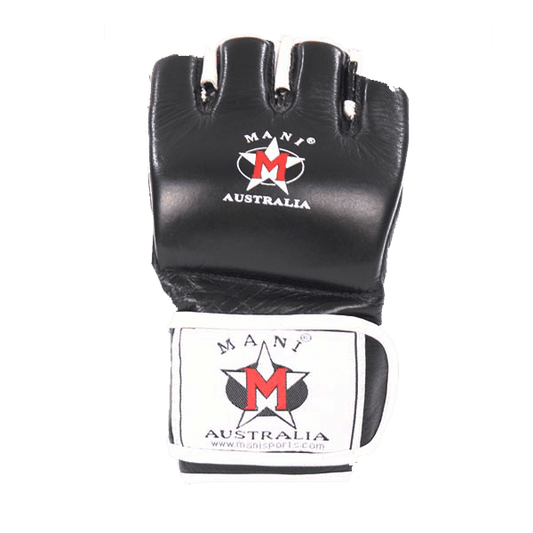 MMA Leather Combat Grappling Gloves in Black Mani Sports®