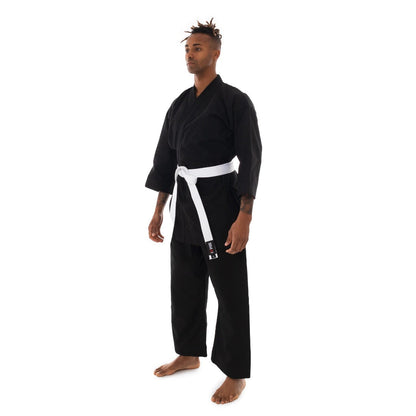 SMAI 12oz Canvas Karate Gi - Black Karate Uniform - detail view 2