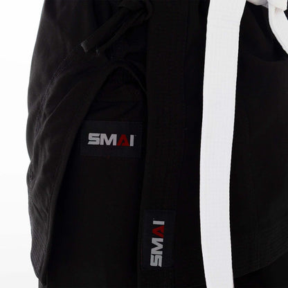 SMAI 12oz Canvas Karate Gi - Black Karate Uniform - detail view 3