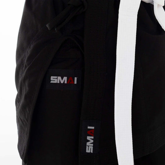 SMAI 12oz Canvas Karate Gi - Black Karate Uniform - detail view 3