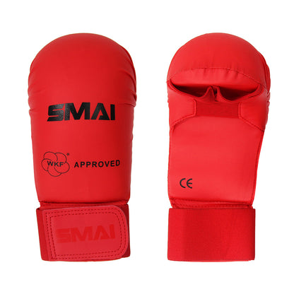 SMAI WKF Approved Karate Gloves in Red - martial arts sparring gear product photo